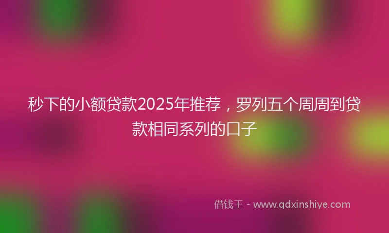 秒下的小额贷款2025年推荐，罗列五个周周到贷款相同系列的口子