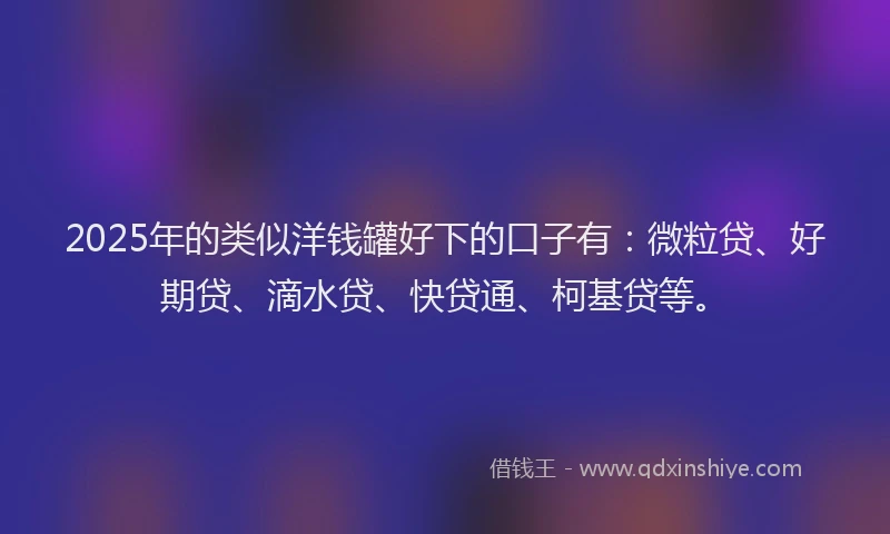 2025年的类似洋钱罐好下的口子有：微粒贷、好期贷、滴水贷、快贷通、柯基贷等。