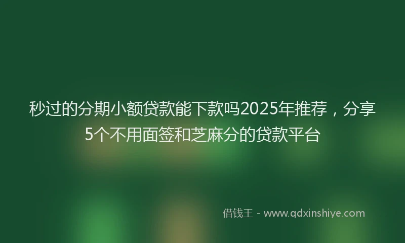秒过的分期小额贷款能下款吗2025年推荐，分享5个不用面签和芝麻分的贷款平台