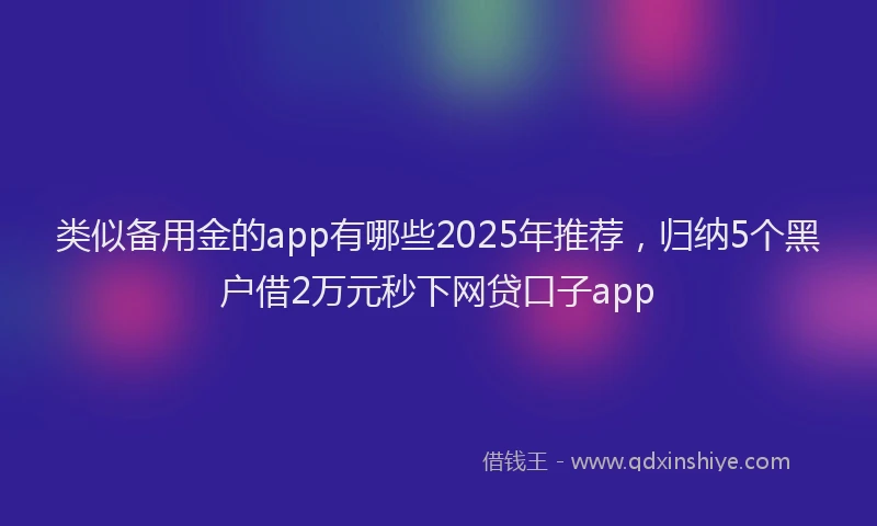 类似备用金的app有哪些2025年推荐,归纳5个黑户借2万元秒下网贷口子app