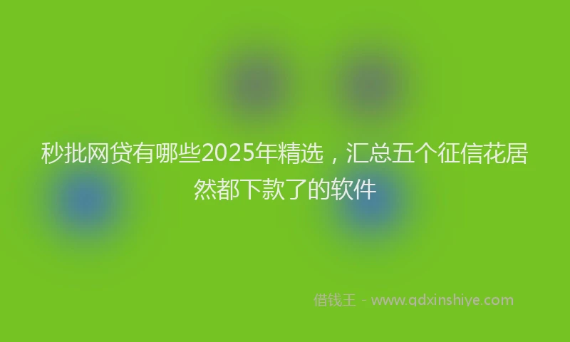 秒批网贷有哪些2025年精选，汇总五个征信花居然都下款了的软件
