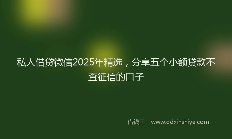 私人借贷微信2025年精选，分享五个小额贷款不查征信的口子