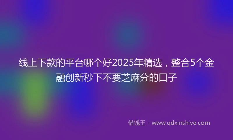 线上下款的平台哪个好2025年精选，整合5个金融创新秒下不要芝麻分的口子