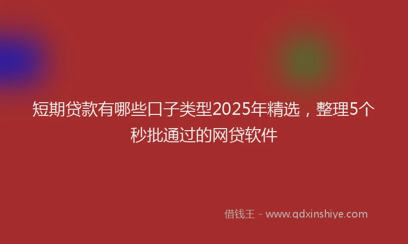 短期贷款有哪些口子类型2025年精选，整理5个秒批通过的网贷软件