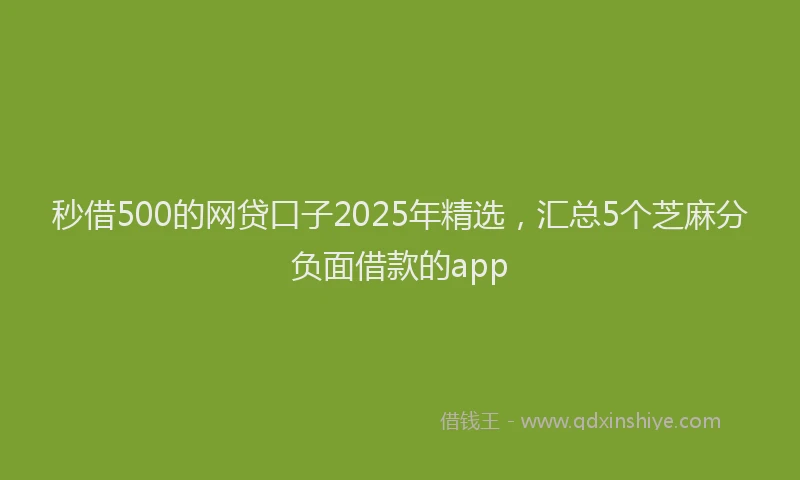 秒借500的网贷口子2025年精选，汇总5个芝麻分负面借款的app