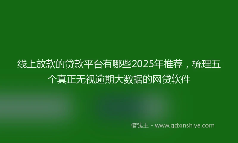 线上放款的贷款平台有哪些2025年推荐，梳理五个真正无视逾期大数据的网贷软件