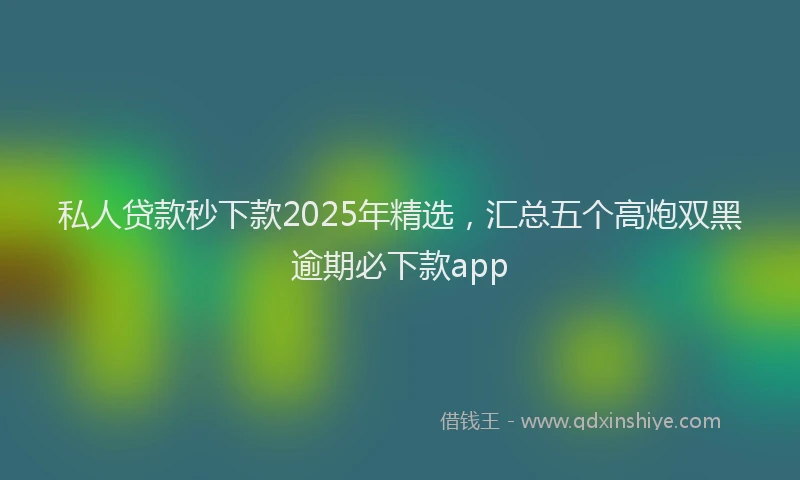 私人贷款秒下款2025年精选，汇总五个高炮双黑逾期必下款app
