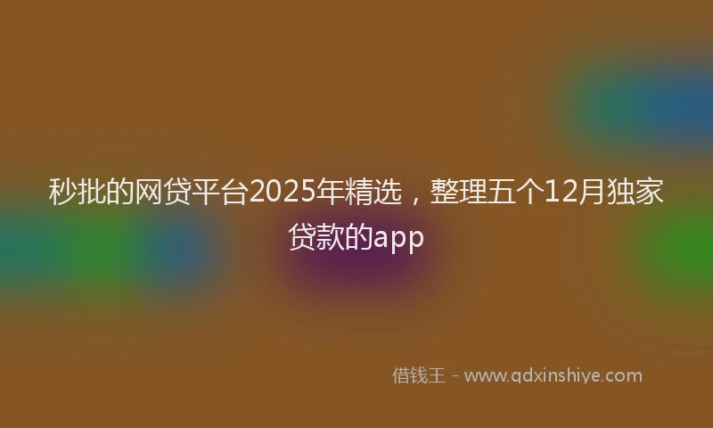 秒批的网贷平台2025年精选，整理五个12月独家贷款的app
