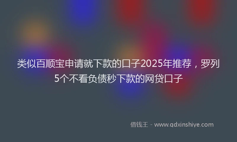类似百顺宝申请就下款的口子2025年推荐，罗列5个不看负债秒下款的网贷口子