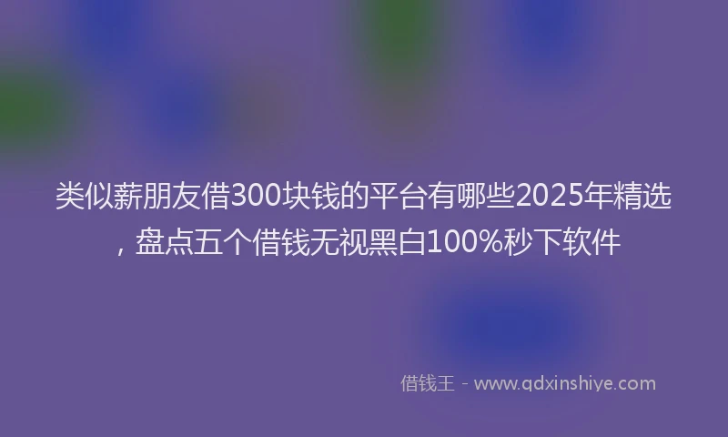 类似薪朋友借300块钱的平台有哪些2025年精选，盘点五个借钱无视黑白100%秒下软件