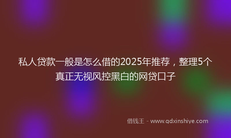 私人贷款一般是怎么借的2025年推荐，整理5个真正无视风控黑白的网贷口子