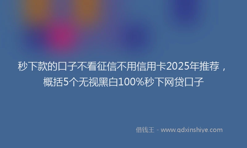 秒下款的口子不看征信不用信用卡2025年推荐，概括5个无视黑白100%秒下网贷口子