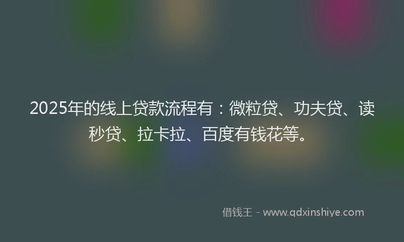 2025年的线上贷款流程有：微粒贷、功夫贷、读秒贷、拉卡拉、百度有钱花等。