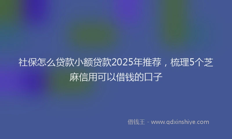 社保怎么贷款小额贷款2025年推荐，梳理5个芝麻信用可以借钱的口子