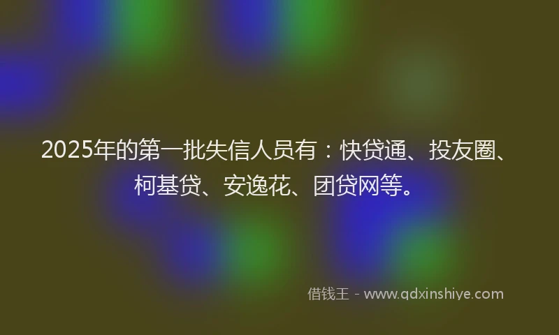 2025年的第一批失信人员有：快贷通、投友圈、柯基贷、安逸花、团贷网等。