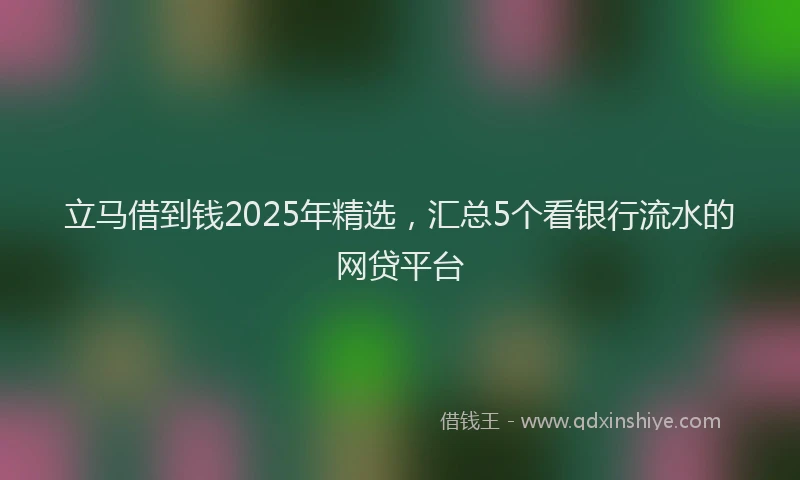 立马借到钱2025年精选，汇总5个看银行流水的网贷平台