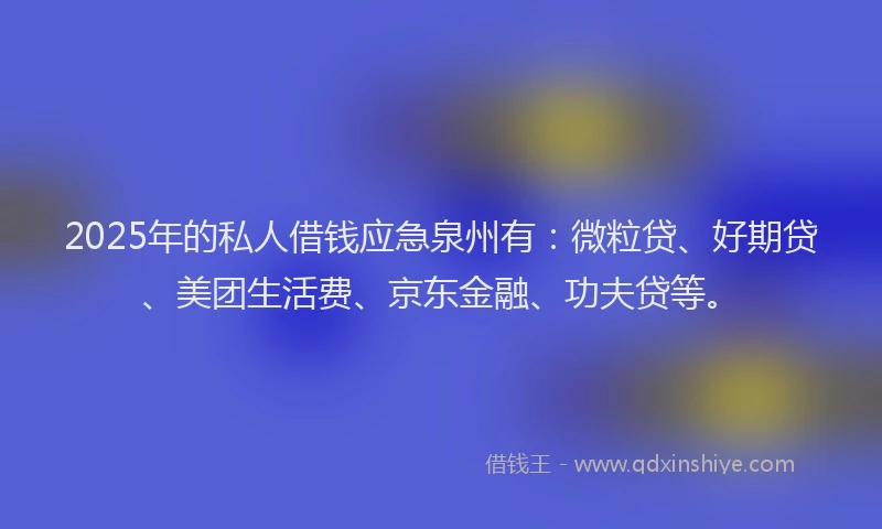 2025年的私人借钱应急泉州有：微粒贷、好期贷、美团生活费、京东金融、功夫贷等。