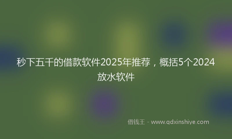 秒下五千的借款软件2025年推荐，概括5个2024放水软件