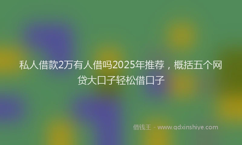 私人借款2万有人借吗2025年推荐，概括五个网贷大口子轻松借口子