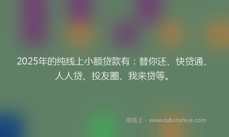 2025年的纯线上小额贷款有：替你还、快贷通、人人贷、投友圈、我来贷等。