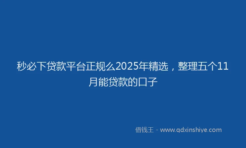 秒必下贷款平台正规么2025年精选，整理五个11月能贷款的口子