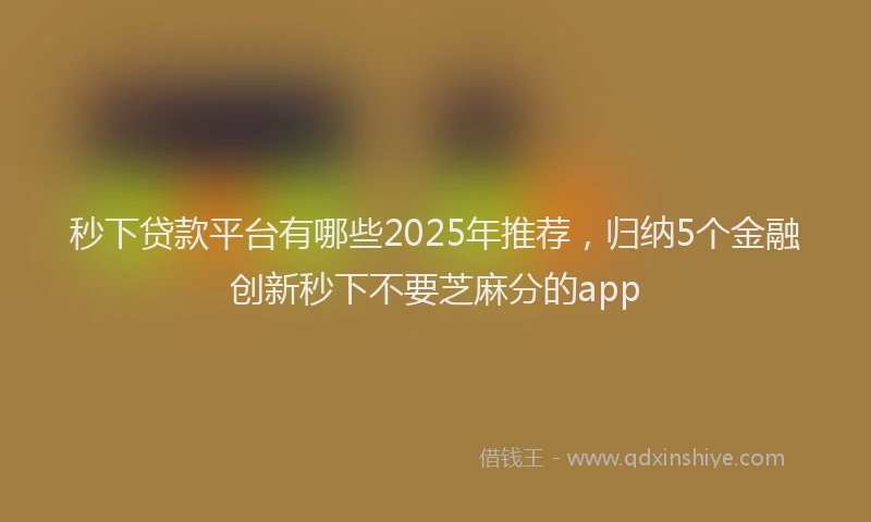 秒下贷款平台有哪些2025年推荐，归纳5个金融创新秒下不要芝麻分的app