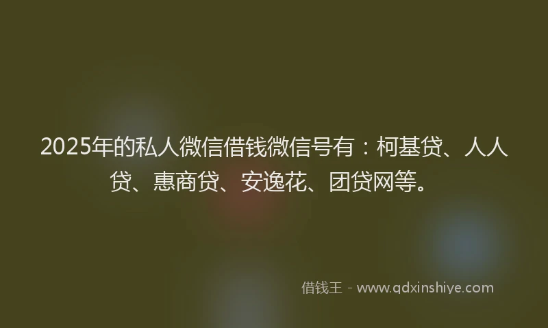 2025年的私人微信借钱微信号有：柯基贷、人人贷、惠商贷、安逸花、团贷网等。