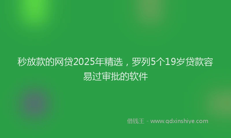 秒放款的网贷2025年精选,罗列5个19岁贷款容易过审批的软件