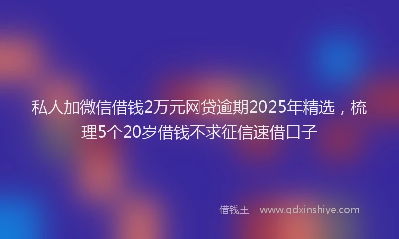私人加微信借钱2万元网贷逾期2025年精选，梳理5个20岁借钱不求征信速借口子