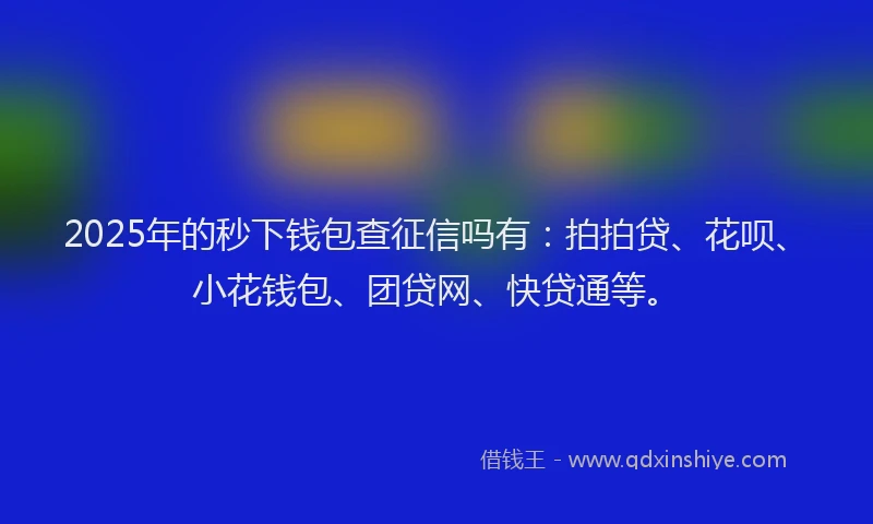 2025年的秒下钱包查征信吗有：拍拍贷、花呗、小花钱包、团贷网、快贷通等。