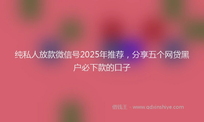 纯私人放款微信号2025年推荐，分享五个网贷黑户必下款的口子