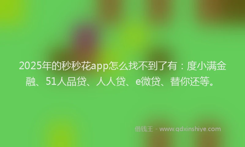 2025年的秒秒花app怎么找不到了有：度小满金融、51人品贷、人人贷、e微贷、替你还等。