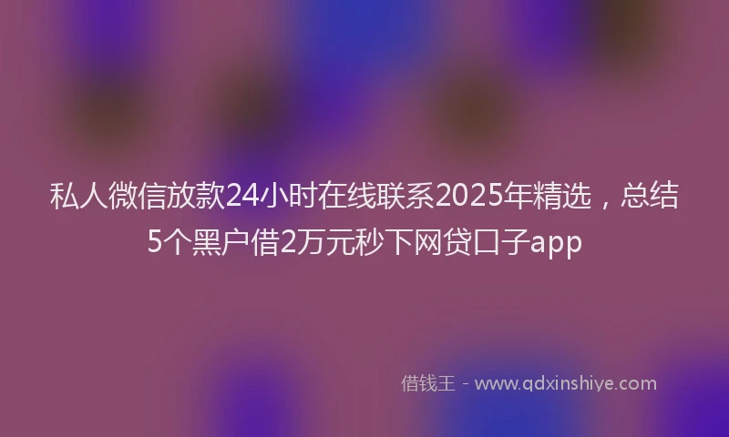 私人微信放款24小时在线联系2025年精选，总结5个黑户借2万元秒下网贷口子app