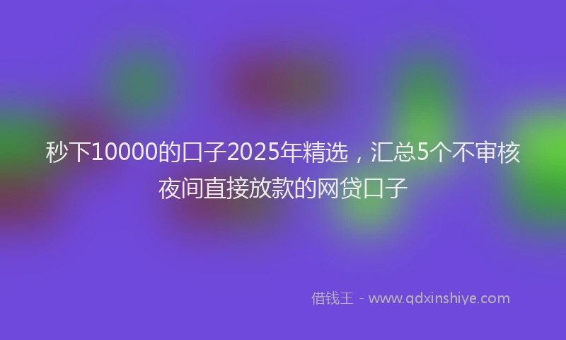 秒下10000的口子2025年精选，汇总5个不审核夜间直接放款的网贷口子