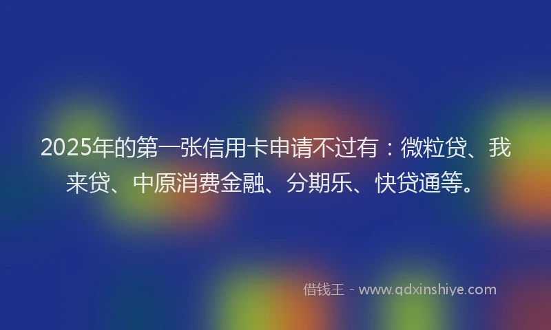 2025年的第一张信用卡申请不过有：微粒贷、我来贷、中原消费金融、分期乐、快贷通等。