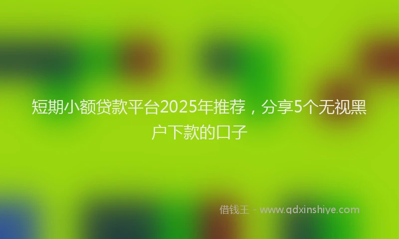 短期小额贷款平台2025年推荐，分享5个无视黑户下款的口子