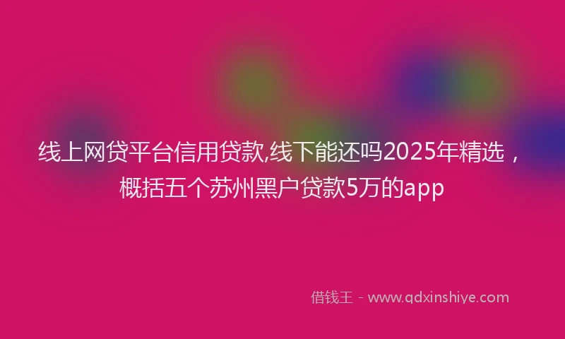 线上网贷平台信用贷款,线下能还吗2025年精选，概括五个苏州黑户贷款5万的app