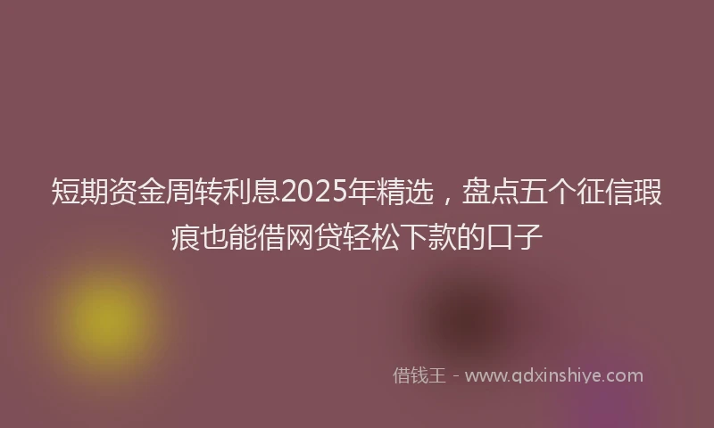 短期资金周转利息2025年精选，盘点五个征信瑕疵也能借网贷轻松下款的口子