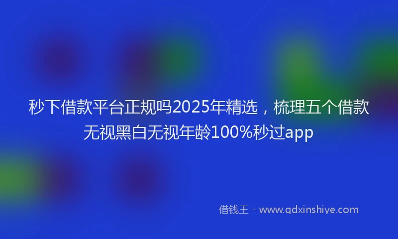 秒下借款平台正规吗2025年精选，梳理五个借款无视黑白无视年龄100%秒过app