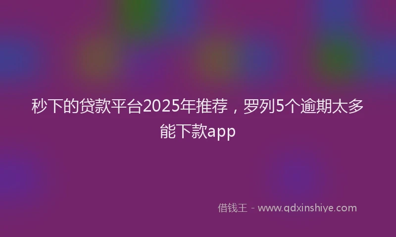 秒下的贷款平台2025年推荐，罗列5个逾期太多能下款app
