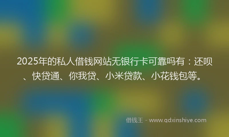 2025年的私人借钱网站无银行卡可靠吗有：还呗、快贷通、你我贷、小米贷款、小花钱包等。