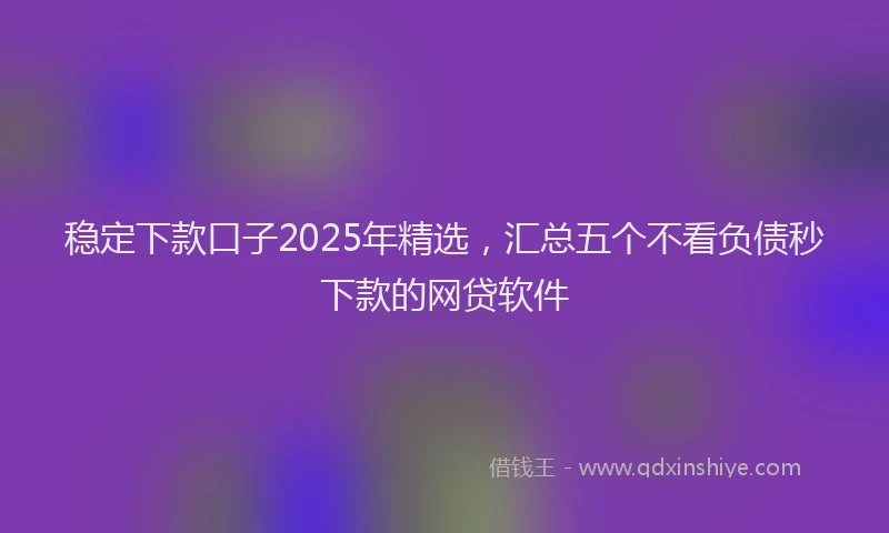 稳定下款口子2025年精选，汇总五个不看负债秒下款的网贷软件