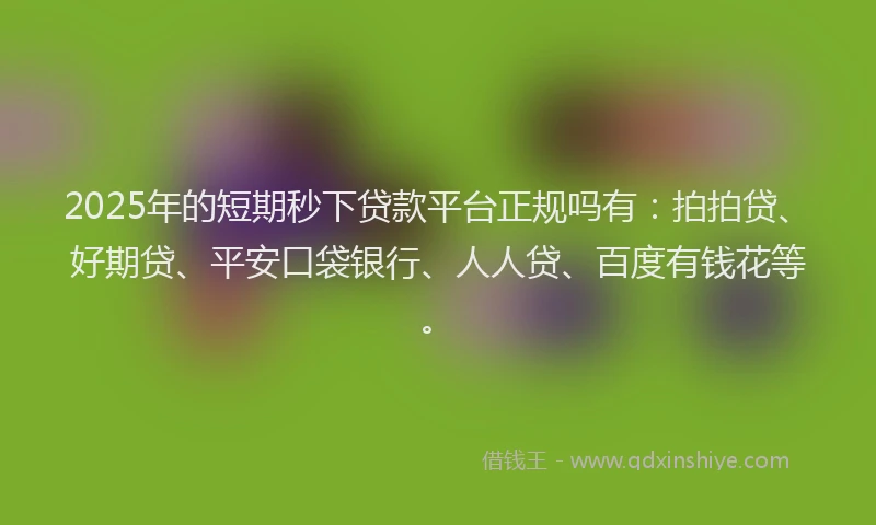 2025年的短期秒下贷款平台正规吗有：拍拍贷、好期贷、平安口袋银行、人人贷、百度有钱花等。