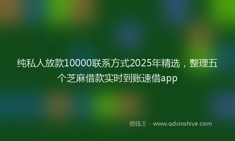 纯私人放款10000联系方式2025年精选，整理五个芝麻借款实时到账速借app