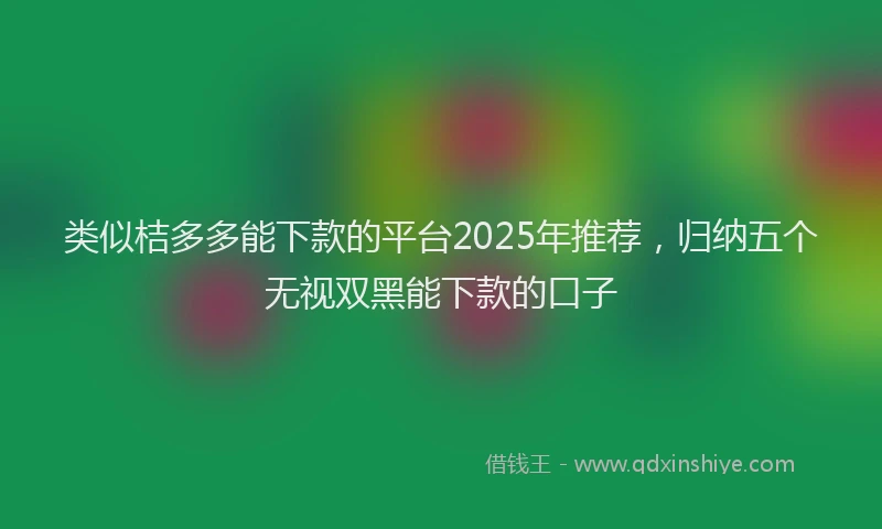类似桔多多能下款的平台2025年推荐，归纳五个无视双黑能下款的口子