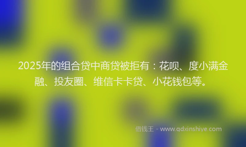 2025年的组合贷中商贷被拒有：花呗、度小满金融、投友圈、维信卡卡贷、小花钱包等。