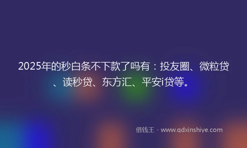 2025年的秒白条不下款了吗有:投友圈、微粒贷、读秒贷、东方汇、平安i贷等。