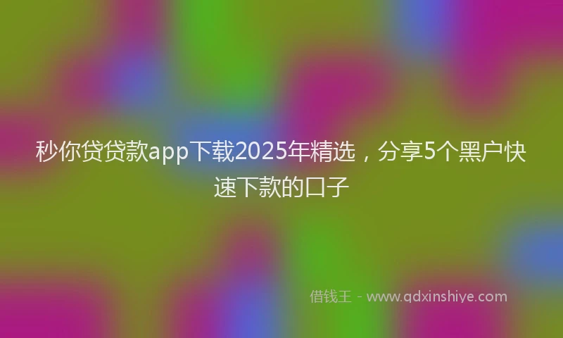 秒你贷贷款app下载2025年精选，分享5个黑户快速下款的口子