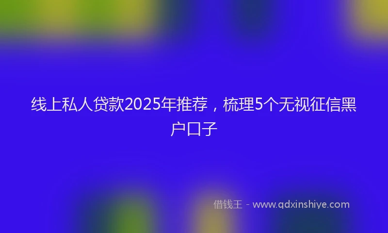 线上私人贷款2025年推荐，梳理5个无视征信黑户口子