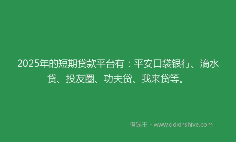 2025年的短期贷款平台有：平安口袋银行、滴水贷、投友圈、功夫贷、我来贷等。